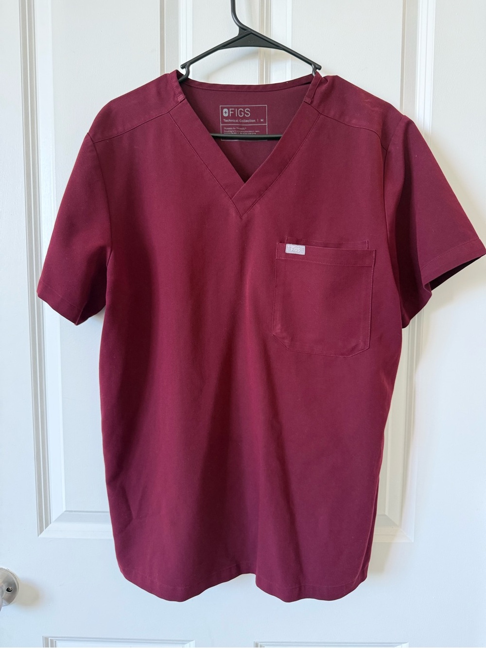 FIGS Men’s V-Neck Scrubs (Top and Pants) in Burgundy